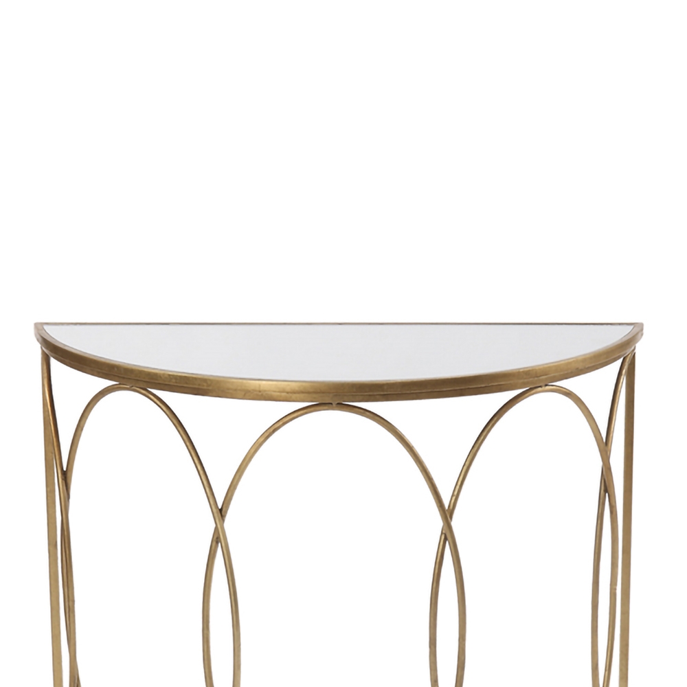 Modern White Semicircle Console Table with Marble Top Metal Frame