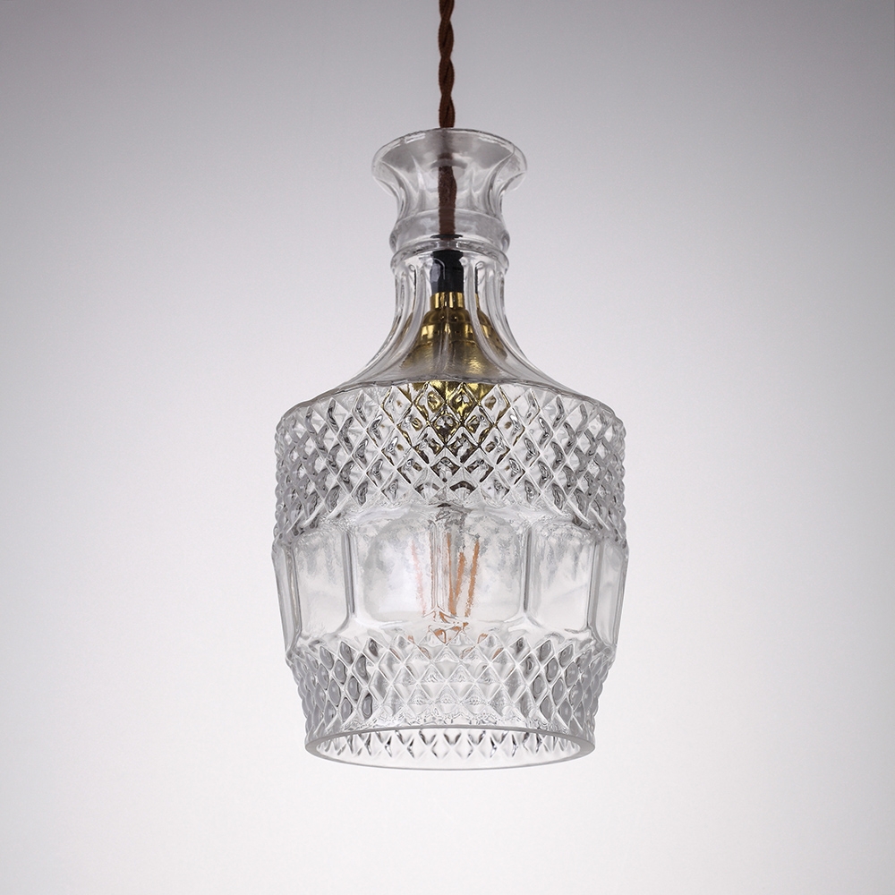 Gloria Vintage 1Light Clear Decanter Bottle Pendant Light with