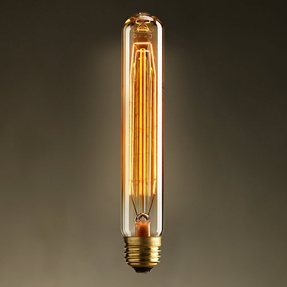 Image of E26 40W Retro Style Electric Baton Edison Incandescent Bulb Single Light in Brass Finish