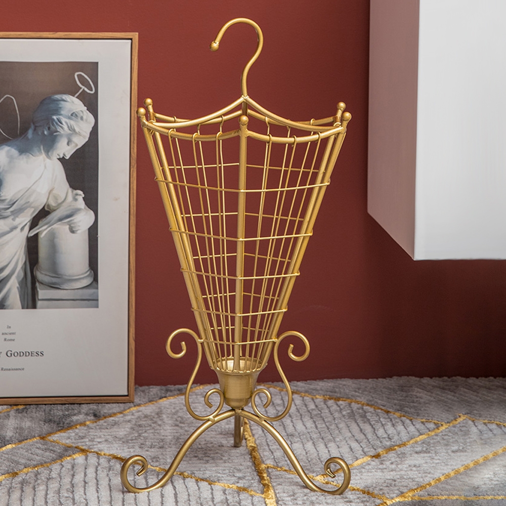 

27.6'' Gold Metal Umbrella Stand Freestanding Unique Umbrella Shape