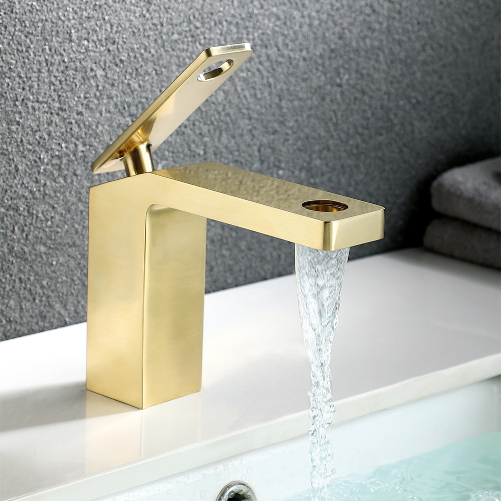 

Bex Contemporary Deck Mounted Single Hole Bathroom Sink Faucet Flat Handle Solid Brass