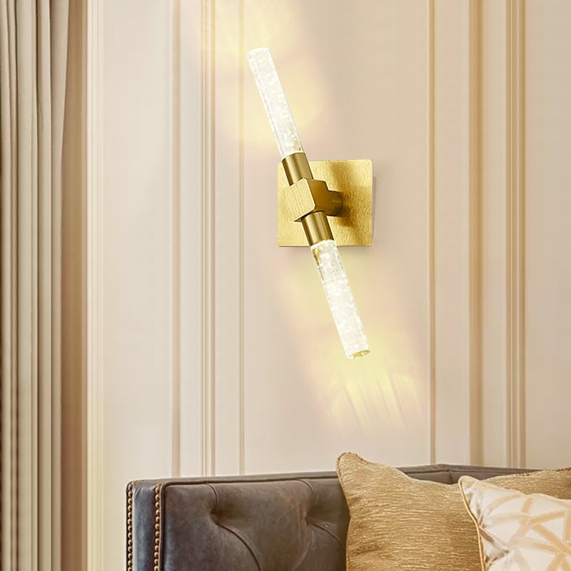 

Mid-Century Modern Gold & Crystal Wall Sconce Adjustable Bathroom Vanity Light