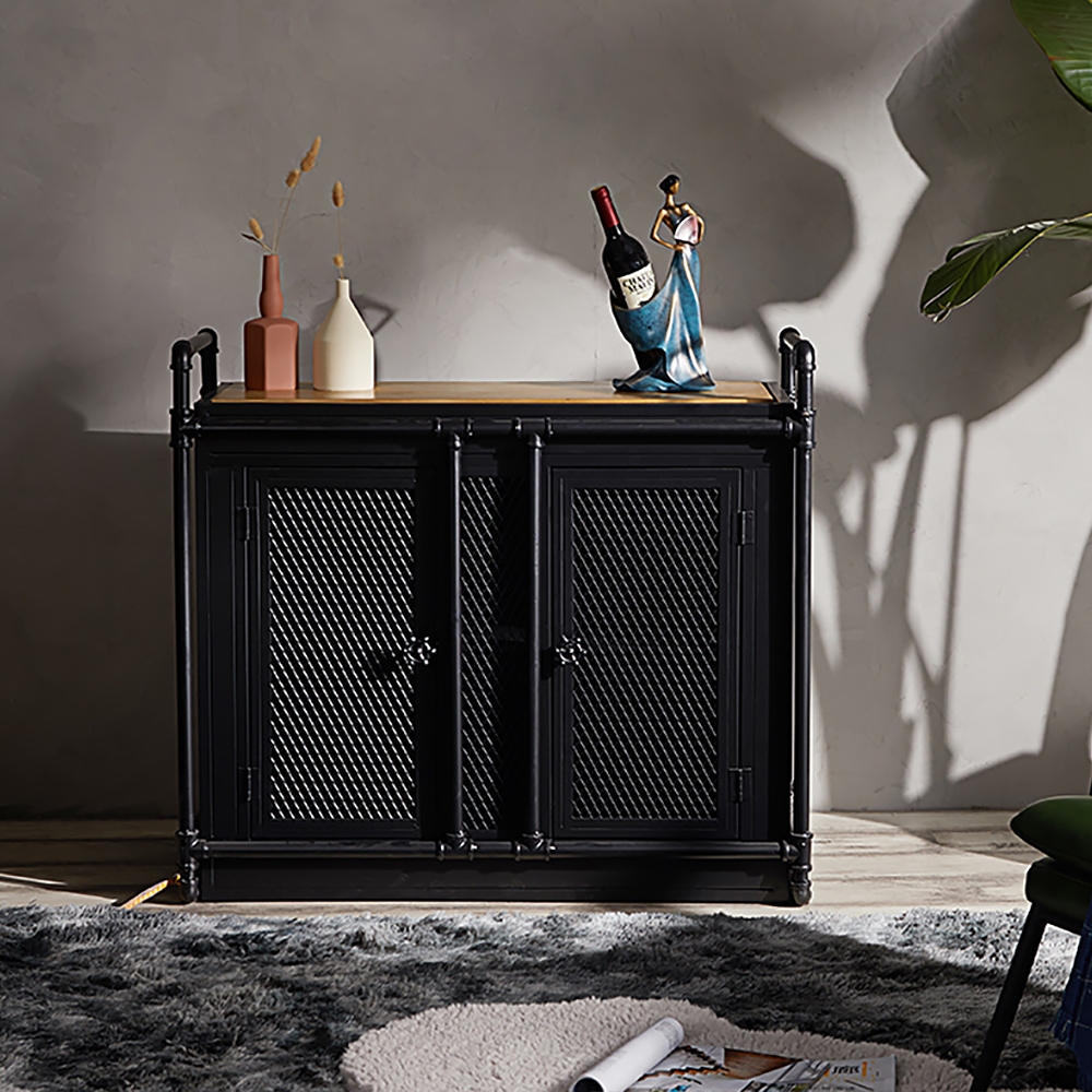 

Industrial Pipe Metal Cabinet in Black