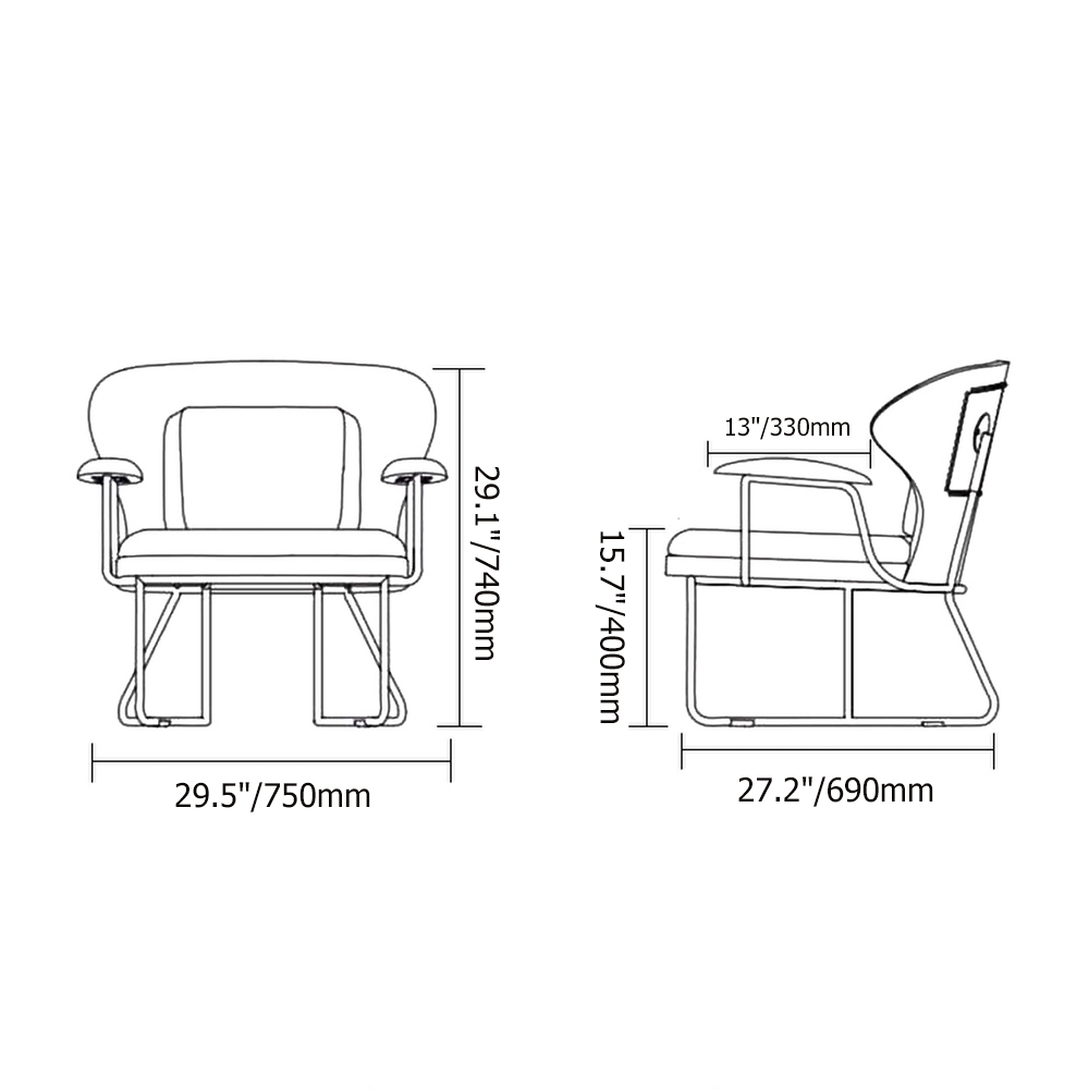 Gray Cotton & Linen Accent Chair Modern Upholstered Arm Chair with Black LegsHomary