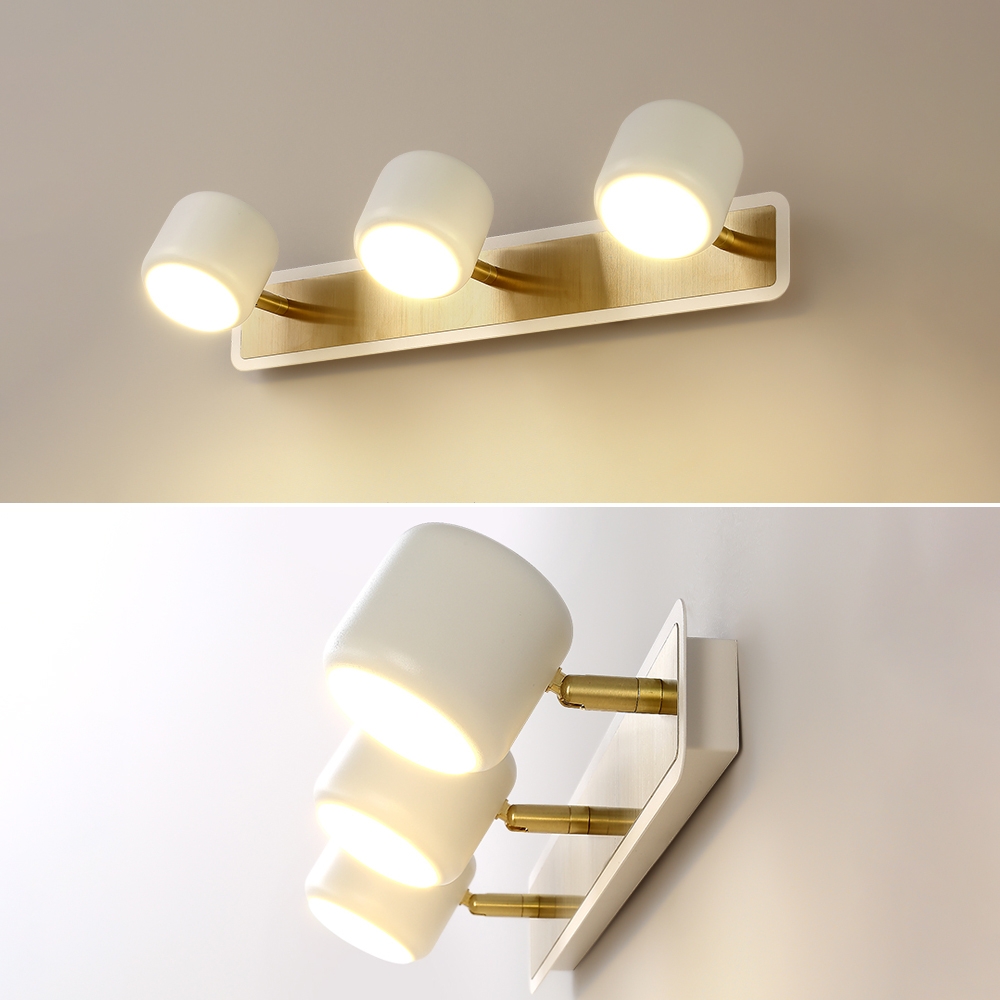 White LED Adjustable Gold Bath Vanity Light 2-Light Indoor Wall Light