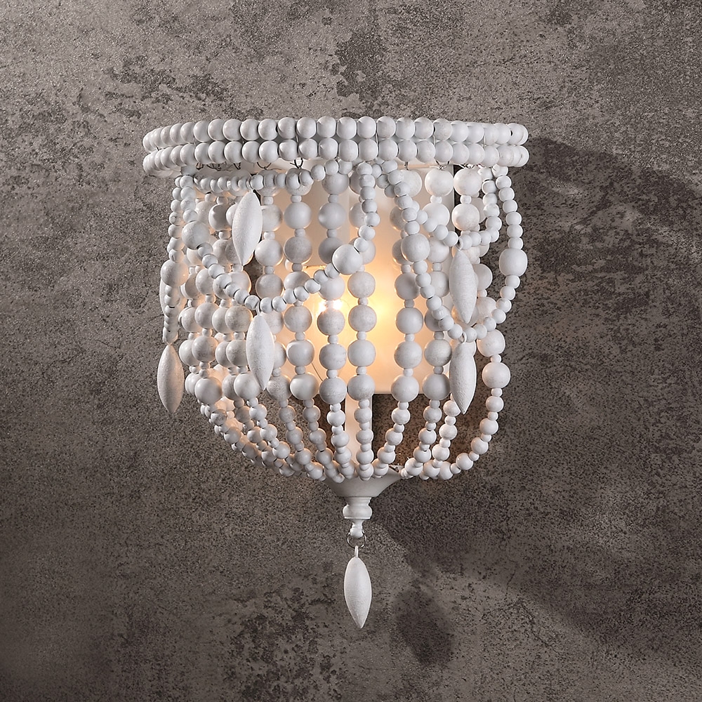 Distressed White 1-Light Classic Style Decorative Indoor Wall Sconce