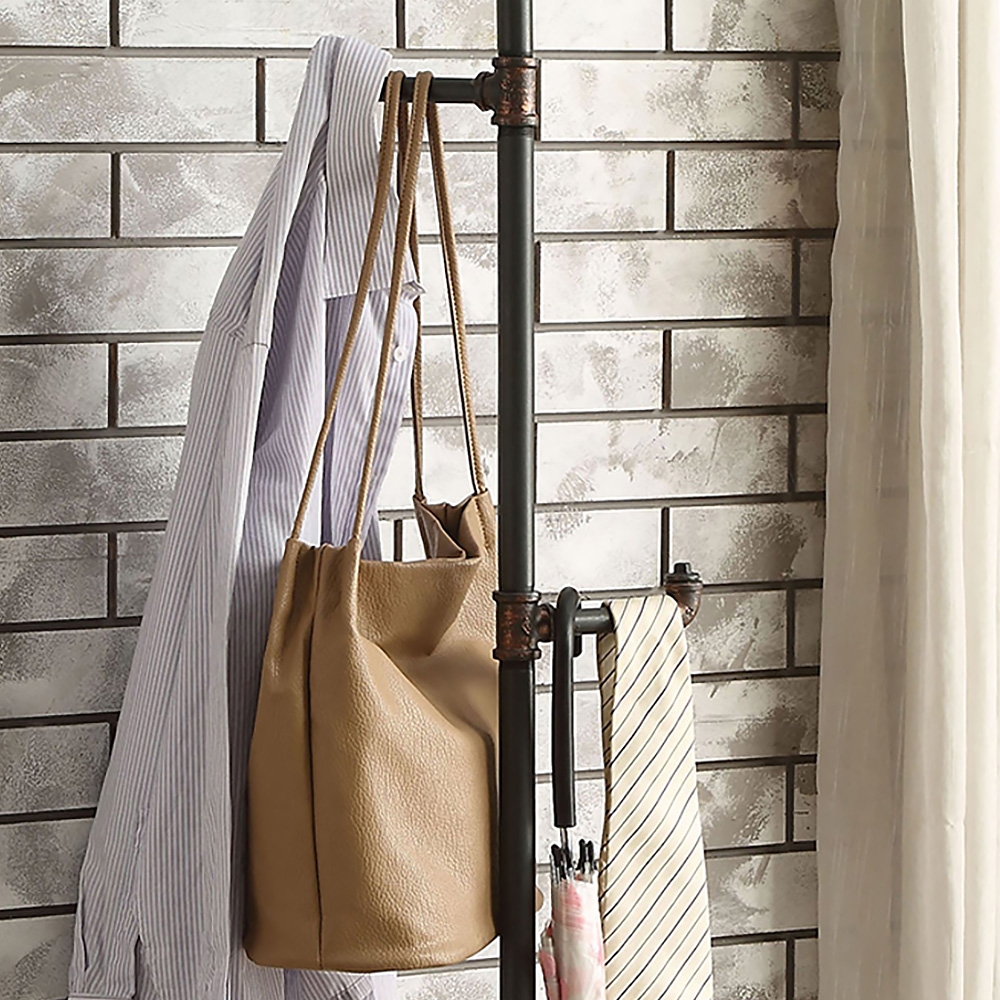 62" Industrial Coat Rack in Distressed Red Bronze