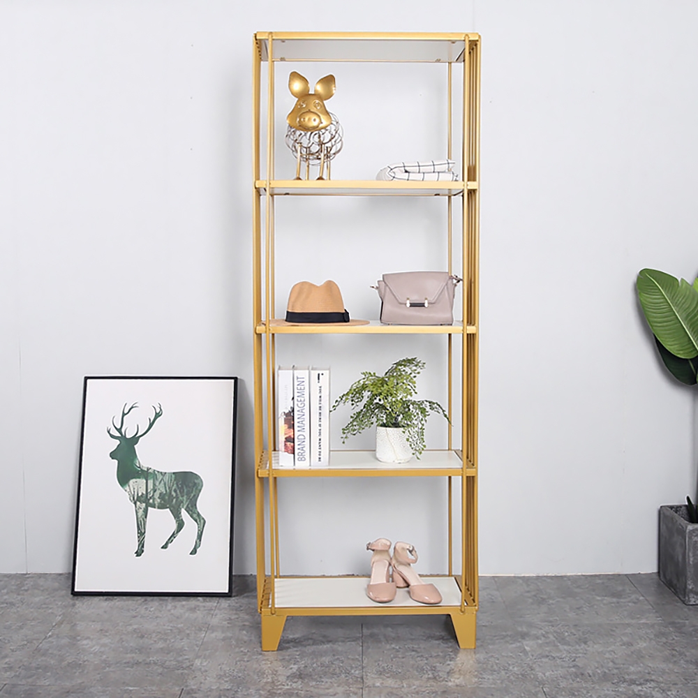 66.9" Modern Gold 4Tier Etagere Bookshelf Metal