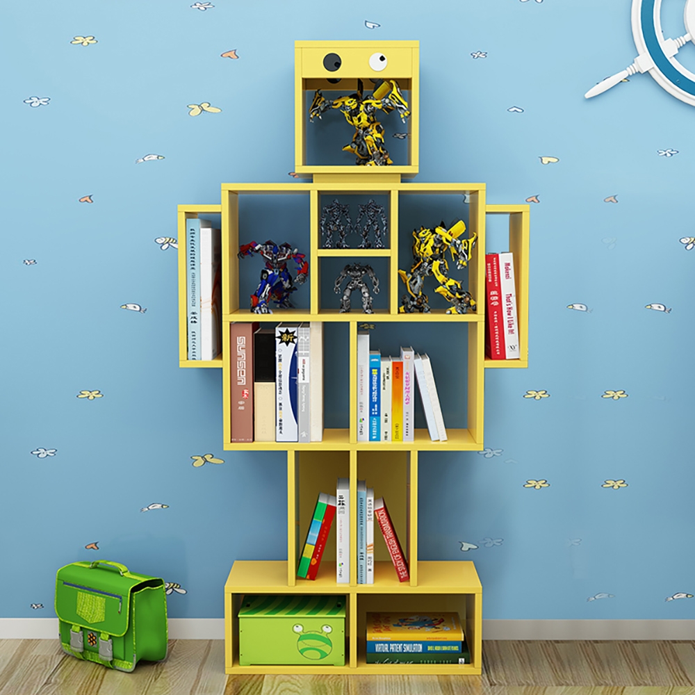 Yellow Kids Bookshelf Storage Bookcase Cartoon Design
