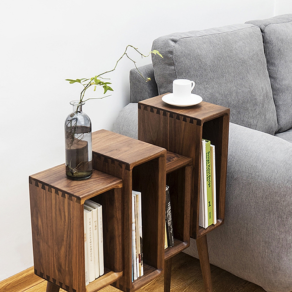 Rustic Wood Bookshelf Magazine Holder Walnut Office BookcaseHomary