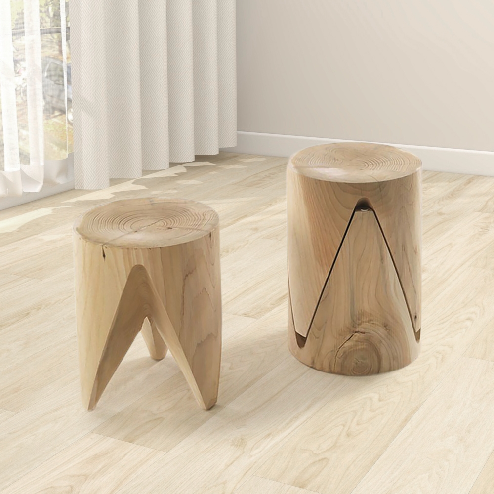 

Round 12.6'' Stool Wood Natural Ottoman