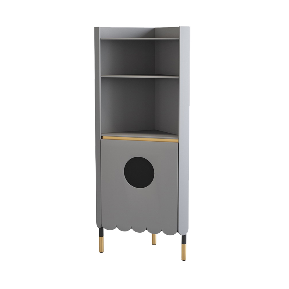 Modern Grey Tall Corner Wood Corner Storage with Door & ShelfHomary