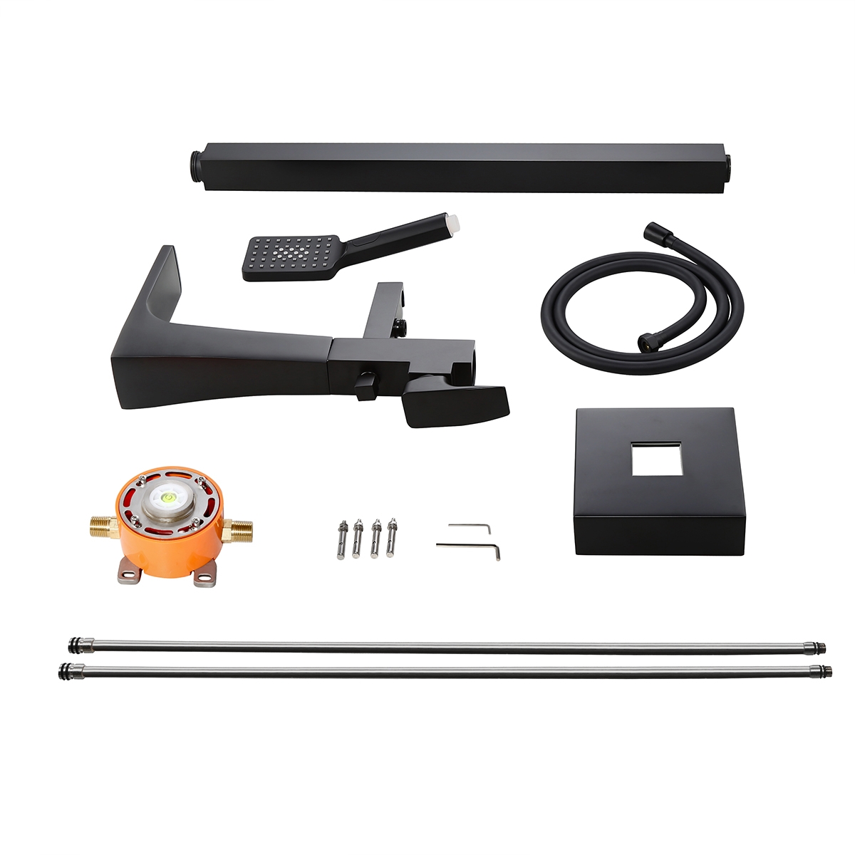 Waterfall Spout Matte Black Freestanding Bath Filler Tap with Handheld