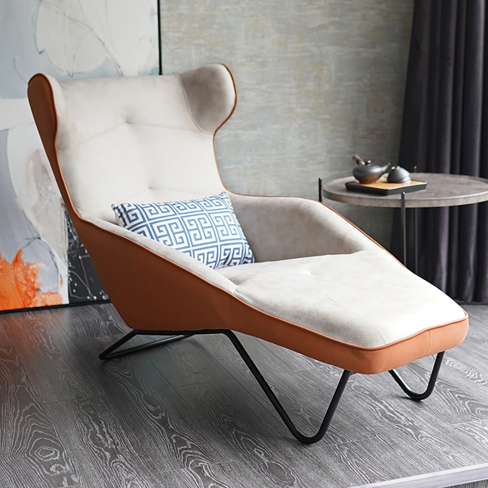 

Beige & Chocolate Upholstered Leath-Aire Accent Chair Modern Arm Chair Pillow Included