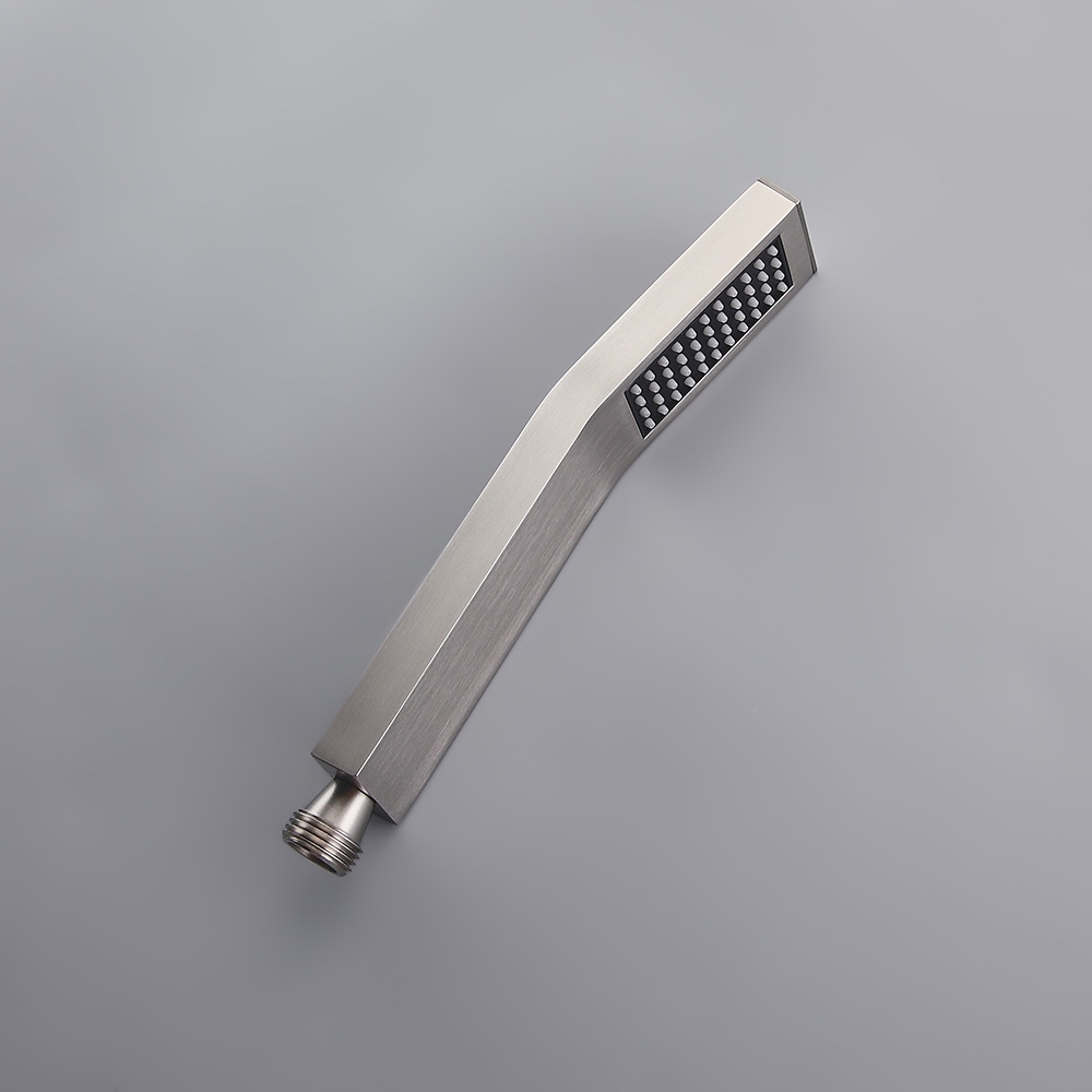 Brushed Nickel Single Function Handheld Shower Rectangular Hand Shower Head Solid Brass