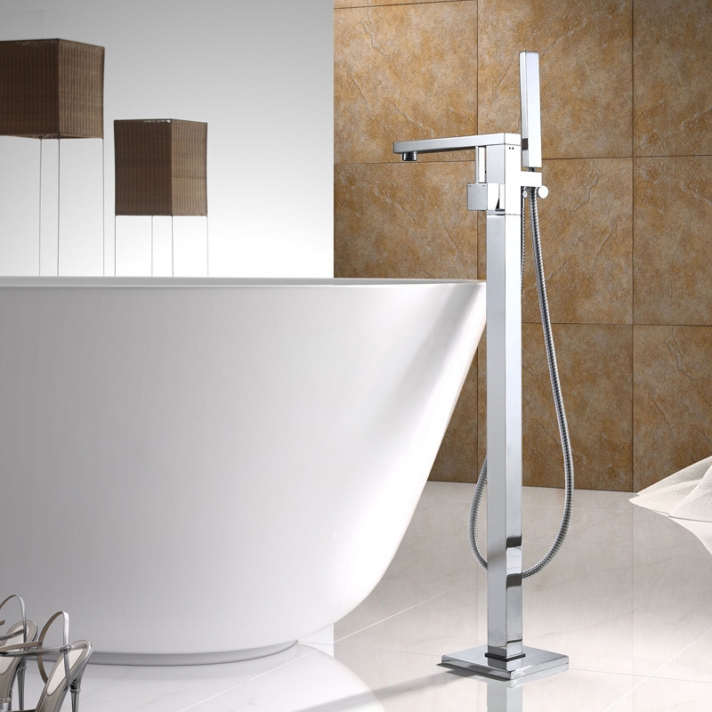 

Dree Modern Floor Mounted Bathtub Faucet with Handshower in Chrome Single Handle