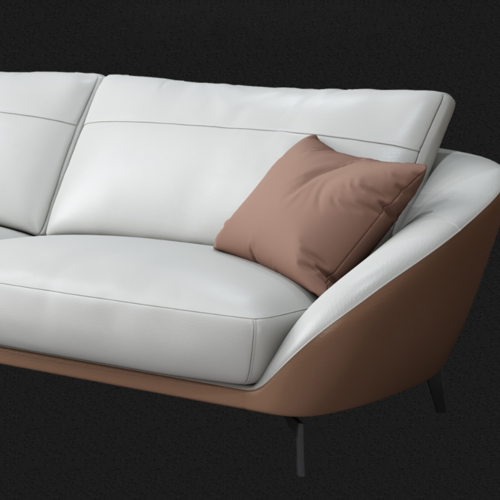 78.7" White Leather Sofa Upholstered Sofa 3-Seater Sofa Luxury Sofa