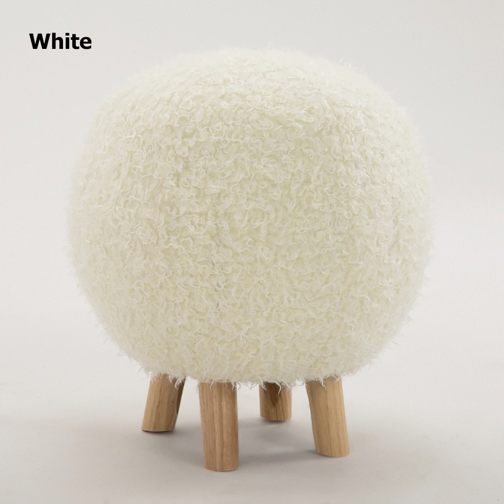 Pink Modern Entryway Fuzzy Pouf Ottoman Upholstered Footrest Stool-Homary