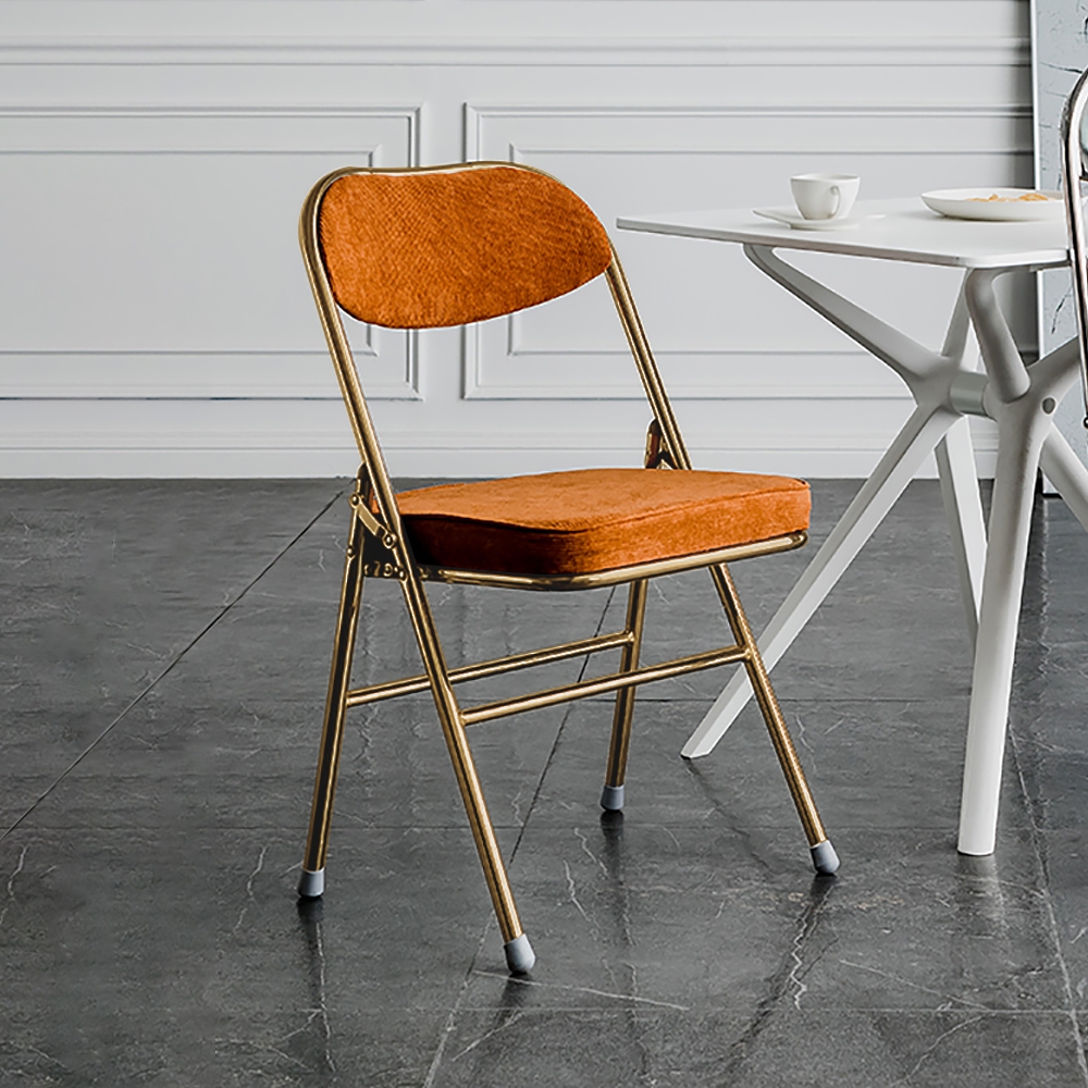 

Modern Dining Chair Corduroy Upholstered Dining Chair in Gold Set of 2