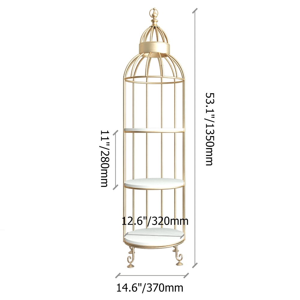 Modern Bird Cage Shaped Plant Flower Stand Bathroom Storage Tower Gold