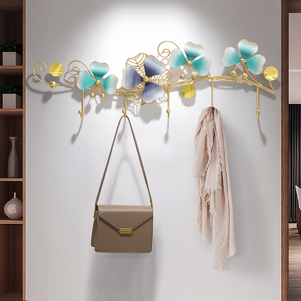 Contemporary Clover Wall Mounted Coat Rack In Metal With 4-hooks