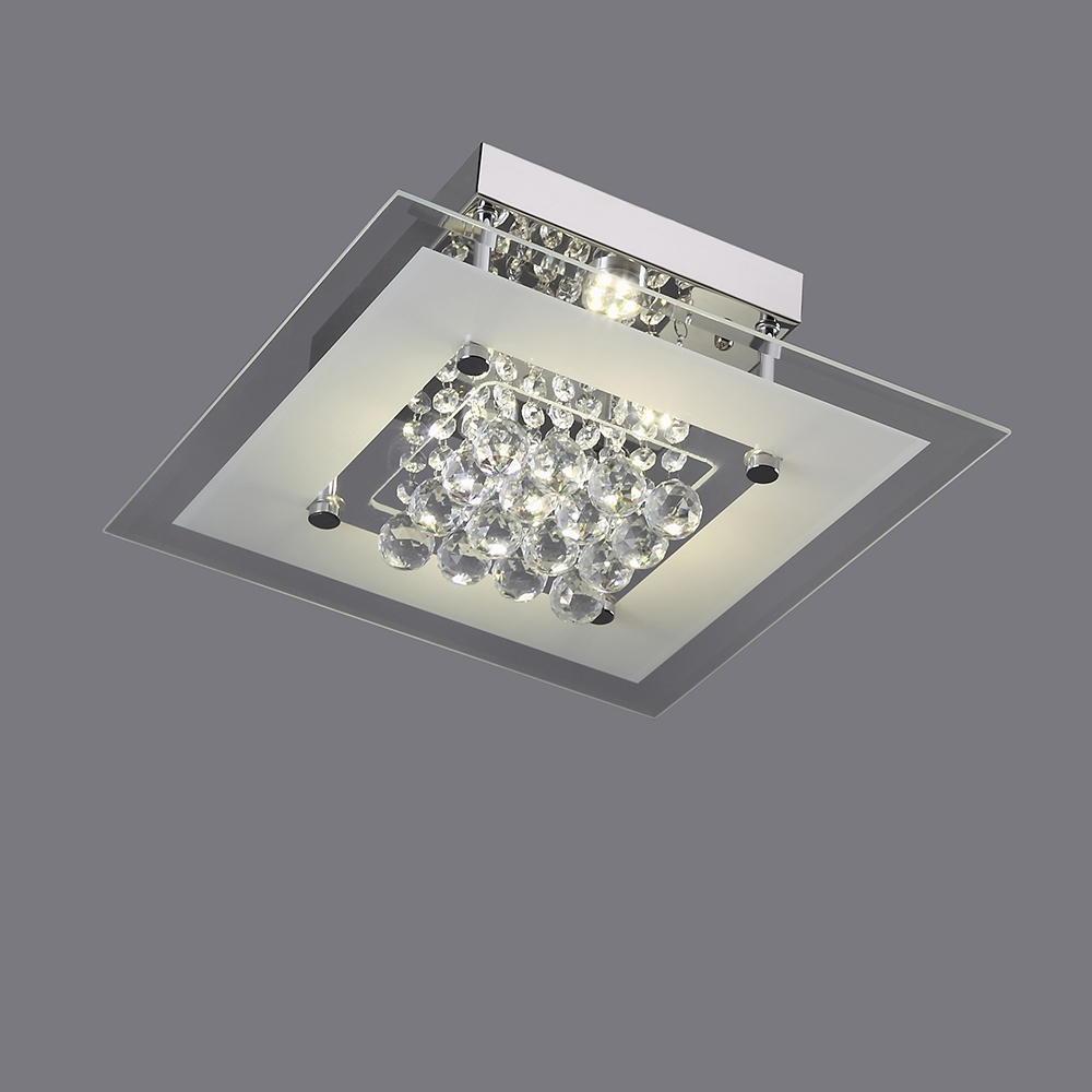 Image of Frisbee Square LED Clear Crystal Small Glass Flush Mount in Polished Chrome