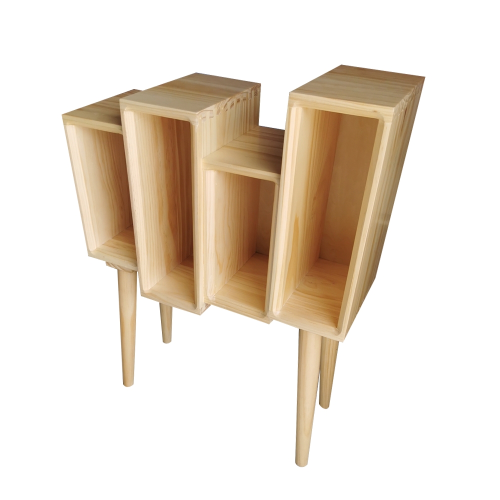 Rustic Wood Bookshelf Magazine Holder Natural Office Bookcase