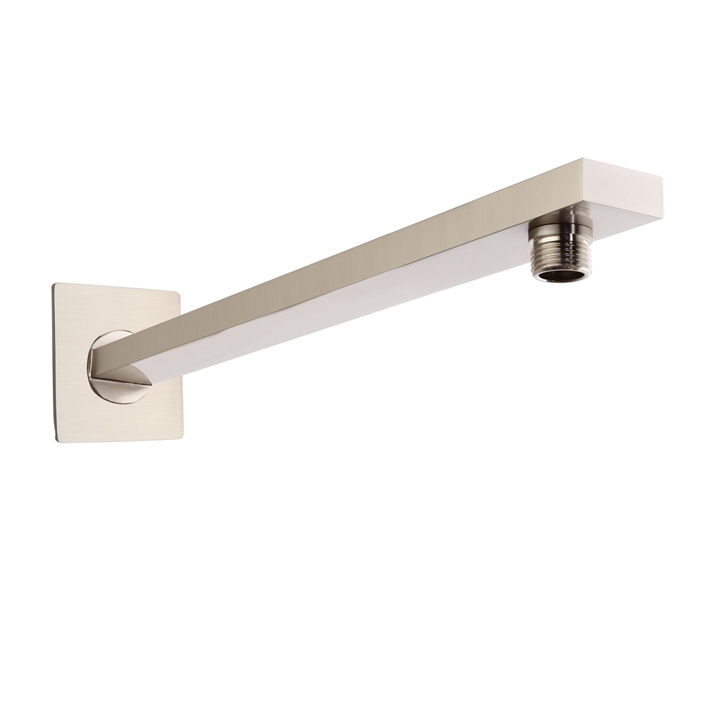 16 Inch Solid Brass Wall-mount Square Shower Arm And Trim Plate In Brushed Nickel
