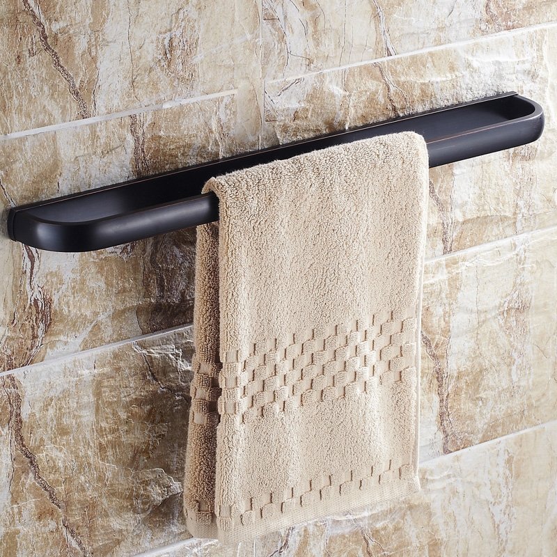 Classy 22 Inch Antique Black Solid Brass Wall Mounted Single Towel Bar For Bathroom