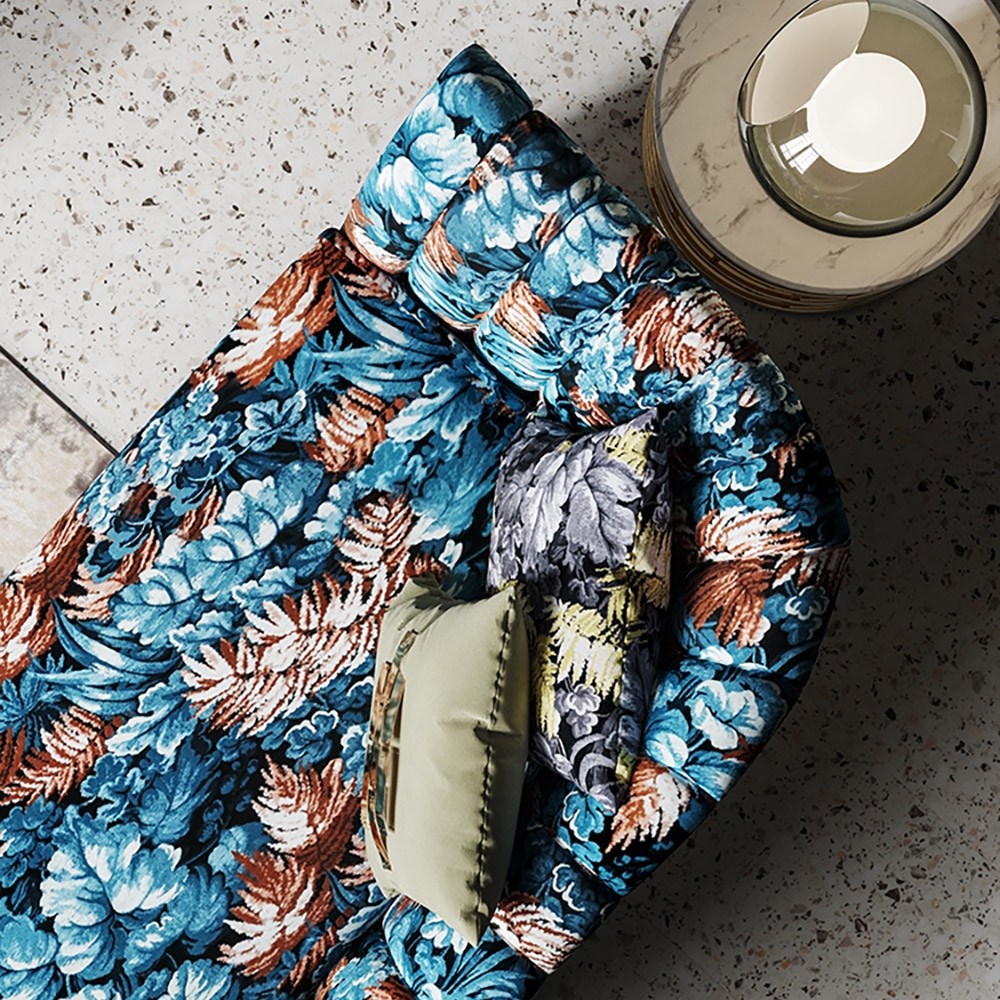 Tropical Style Couch Leaf Pattern Sofa for 3Seaters Living Room