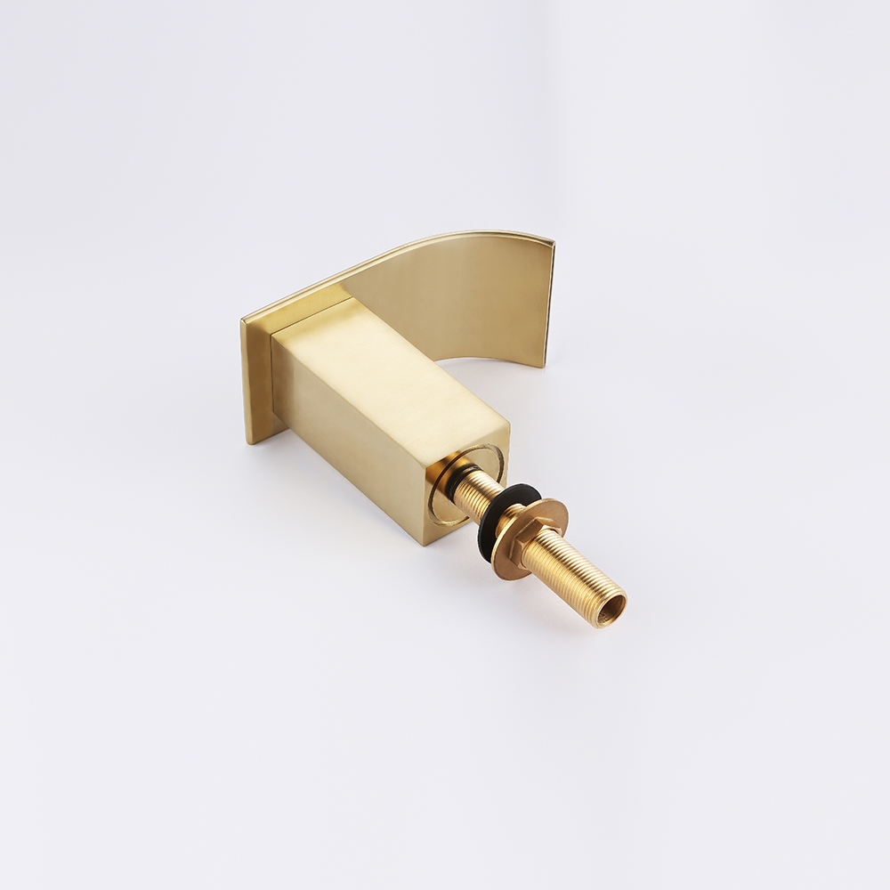 Milly Brushed Gold Waterfall 5-Hole Bath Filler Tap with Handheld Shower