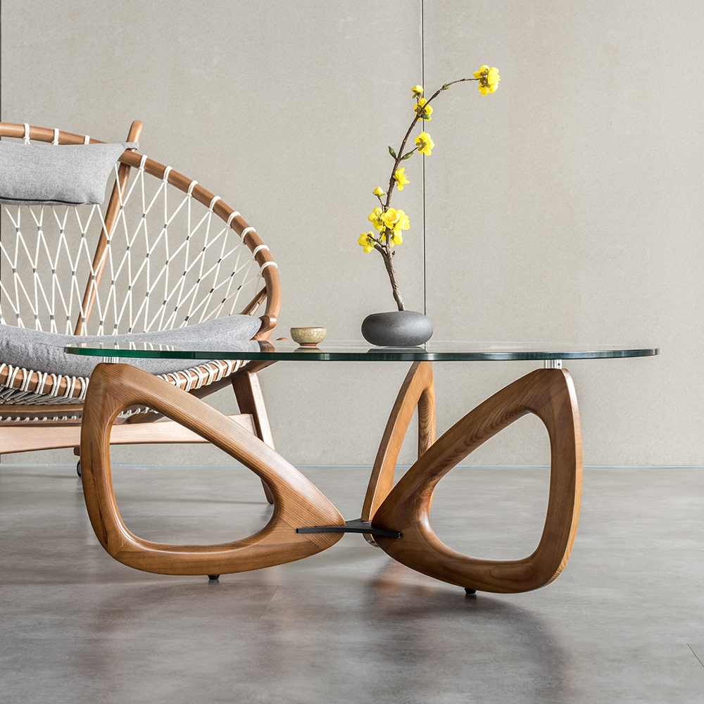 Modern Coffee Table with Tempered Glass TopHomary