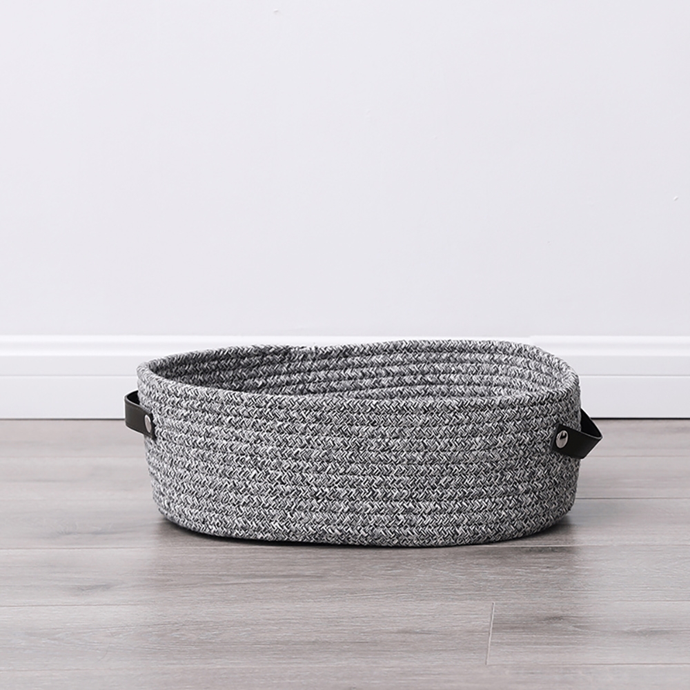 Grey/Greyish Brown/Black Rope Oval Basket for Storage Set of 3
