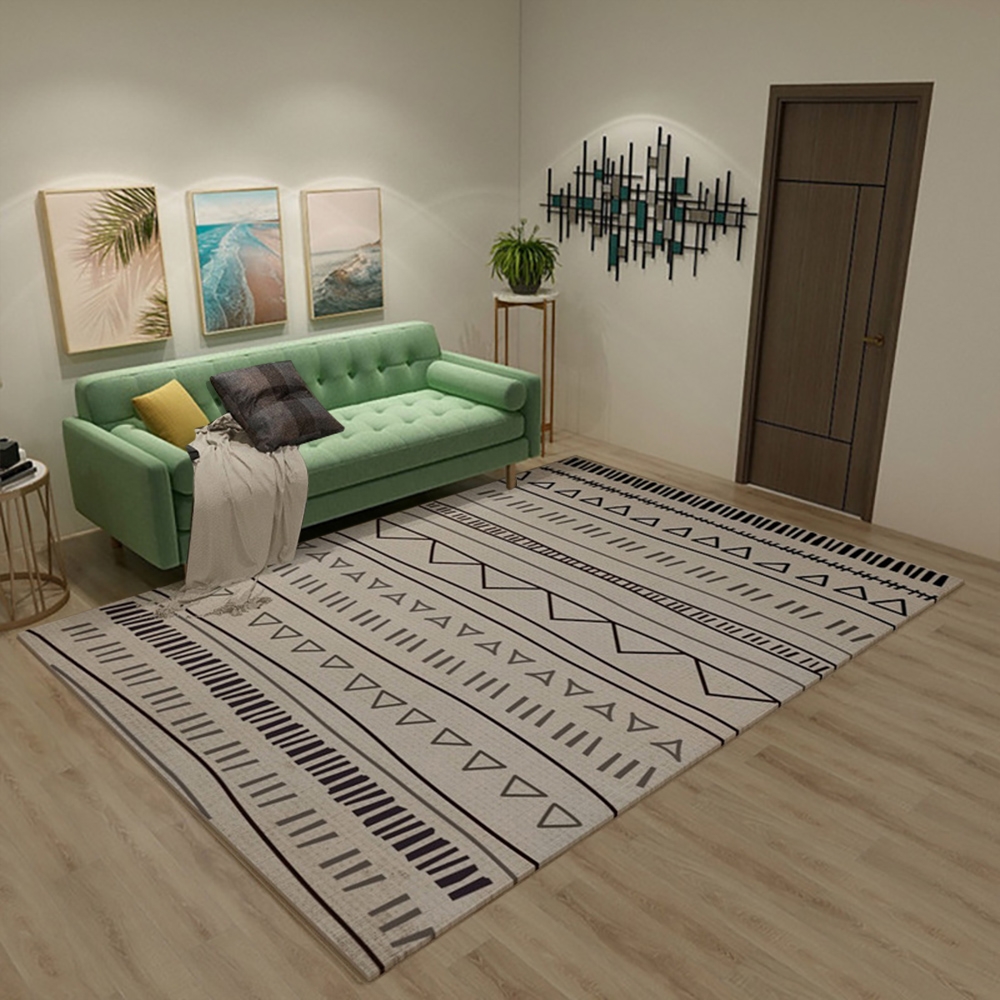 

Black and White Moroccan Rug Rectangle Indoor Area Rug 5'x7'