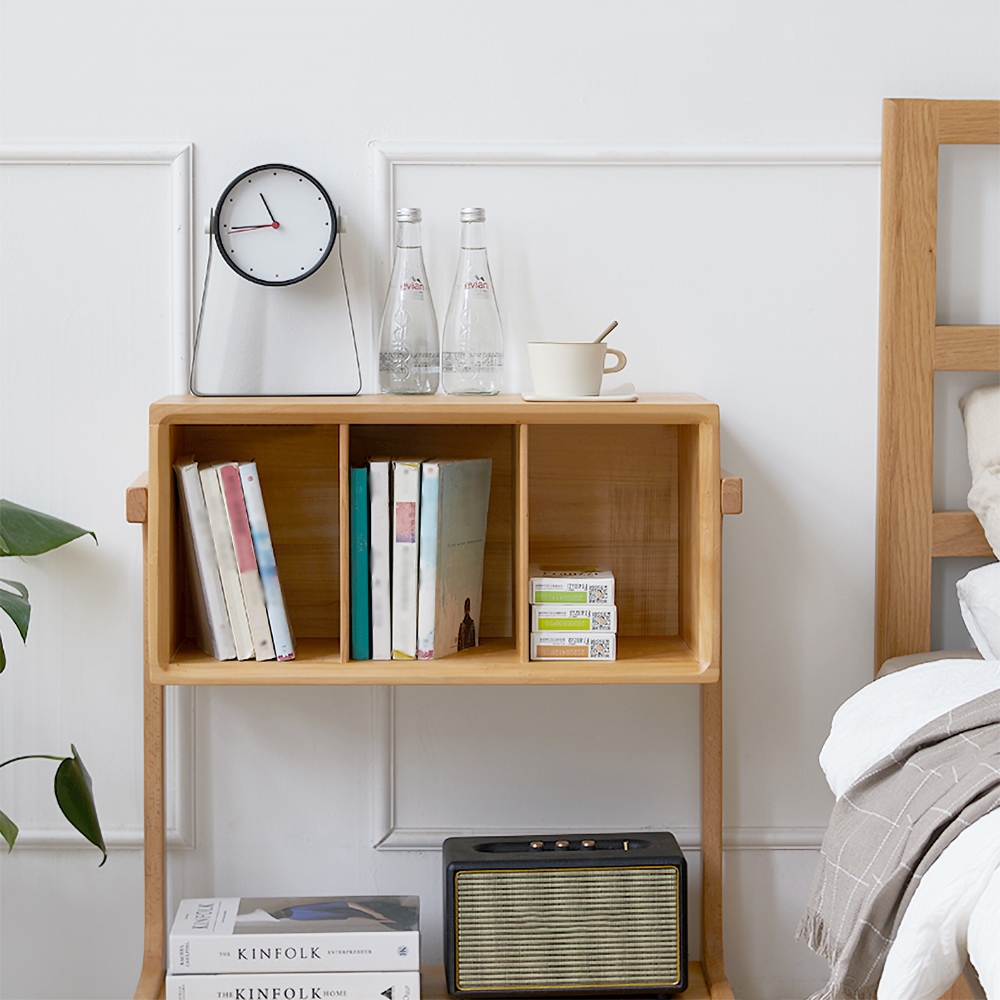 Modern Side Table with Shelf & Storage Wooden End Table