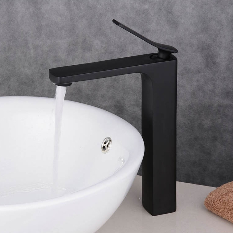 Regan Minimalist Single Handle Solid Brass Bathroom Vessel Sink Faucet One-Hole Matte Black