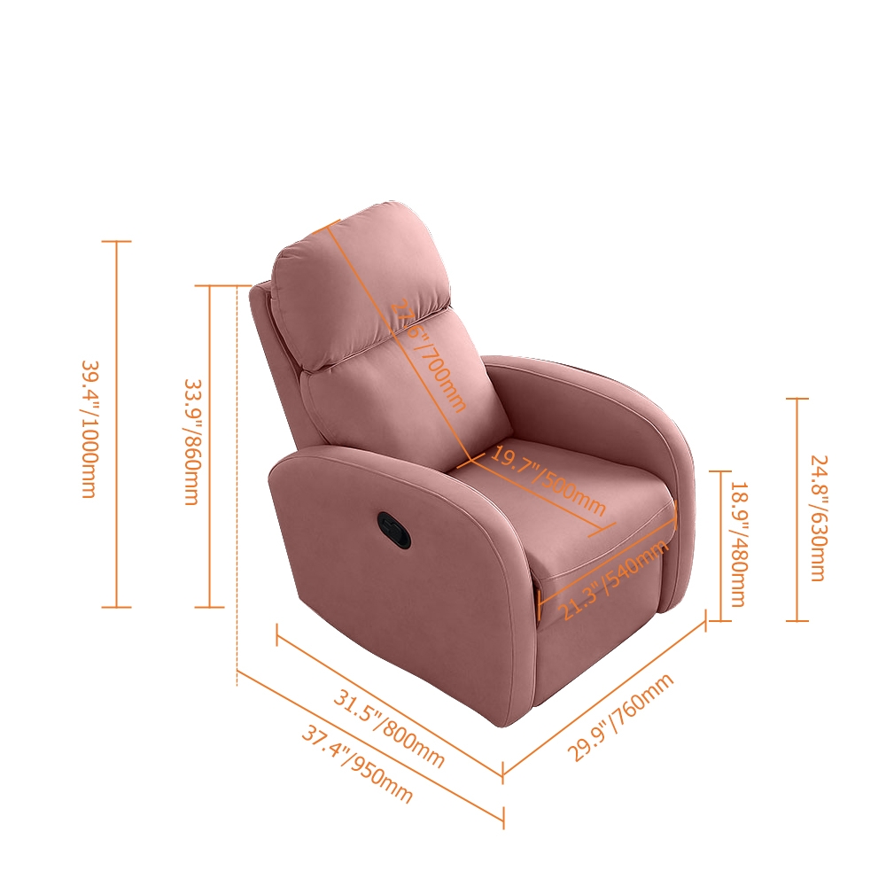 Swivel Modern Gliding Pink Recliner Chair in Leath-Aire - Living Room ...