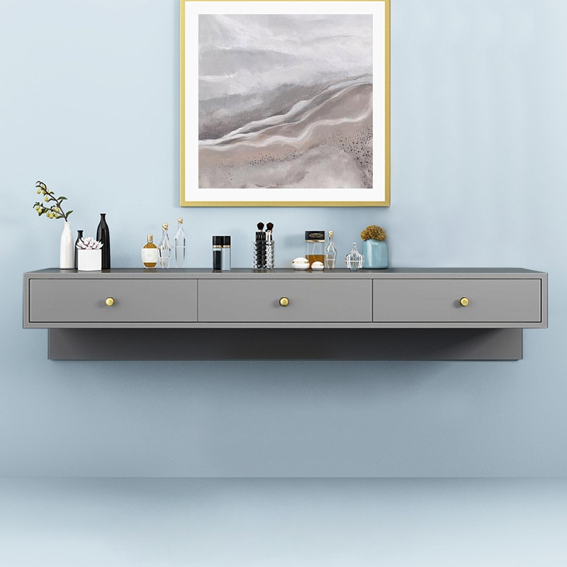 

Modern Gray Floating Desk Mounted Writing Desk with Drawers