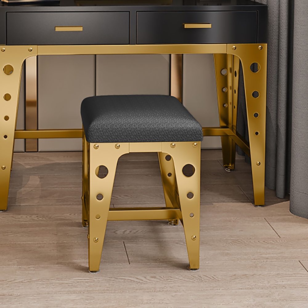 PU Leatehr Stool Upholstered Ottoman Stool Gold LegsHomary