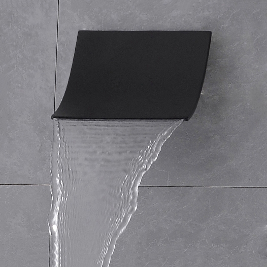 Image of Modern Stylish Wall Mount Stainless Steel Waterfall Shower Head Finished in Matte Black