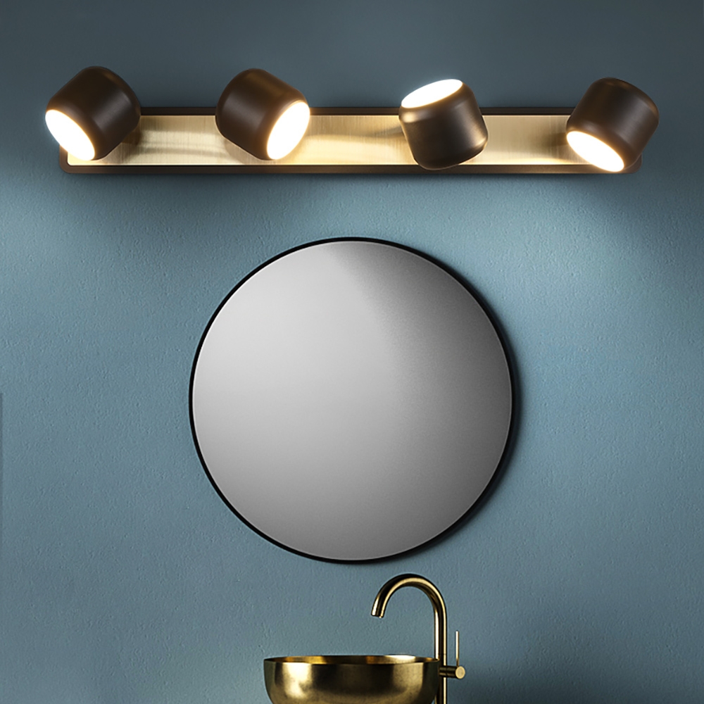 Black LED Adjustable Gold Bath Vanity Light 2-Light Indoor Wall Light