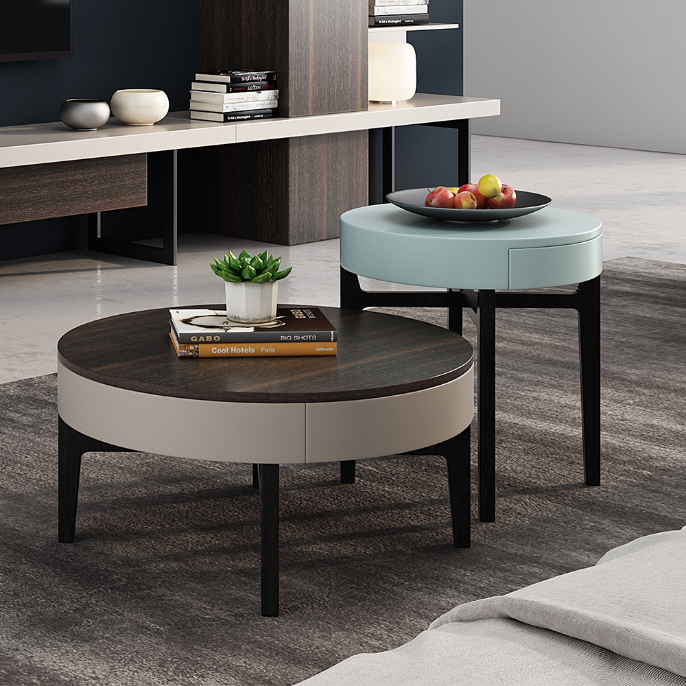 2Piece Coffee Table Set with Drawers Ash WoodHomary