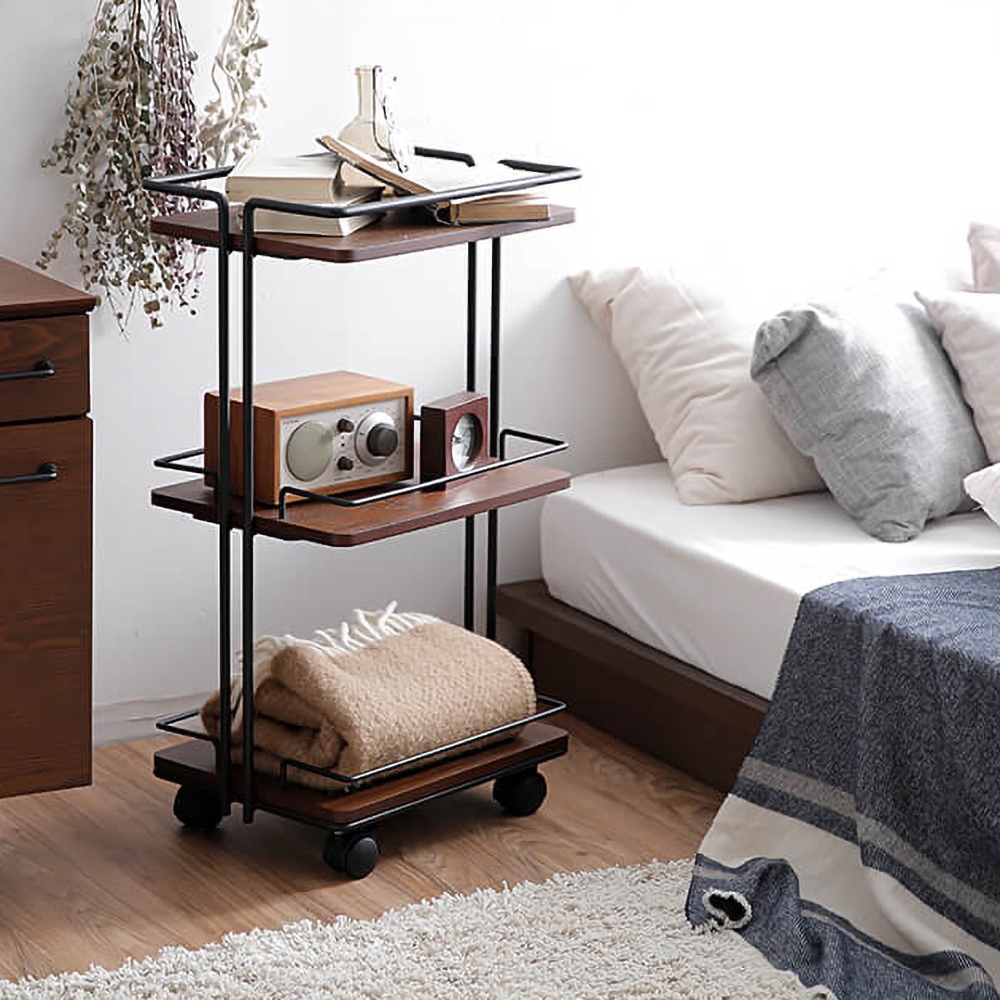 

3-Tier Bar Cart with Wheel in Industrial Black