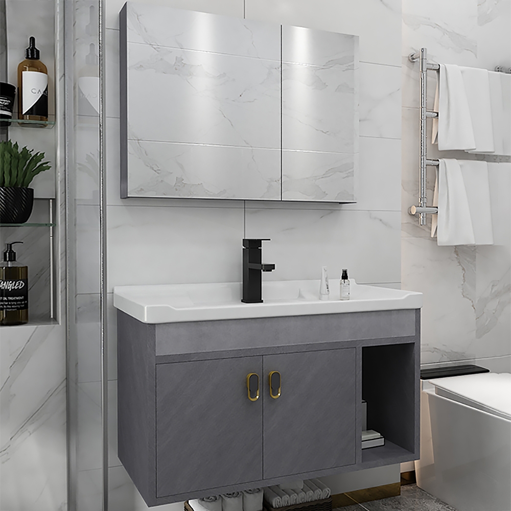 Vanité simple flottante grise de 710 mm avec meuble de salle de bain en ...