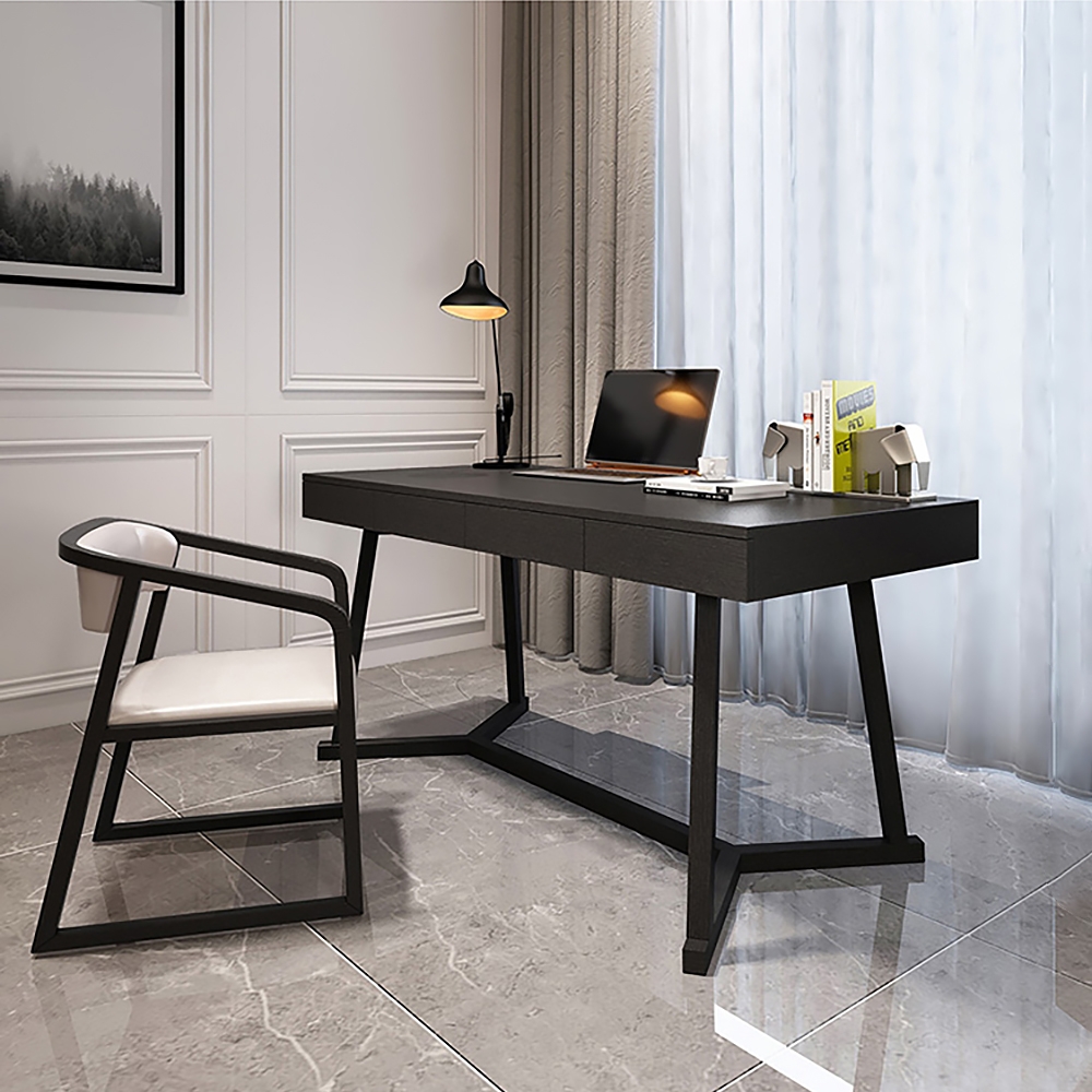 

63" Black Rectangular Writing Desk Modern Computer Desk MDF