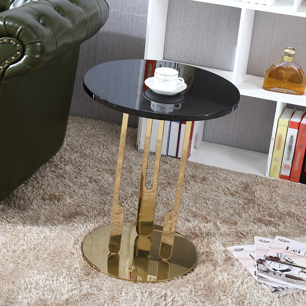 

Modern Black Marble Side Table with Stainless Steel Base End Table