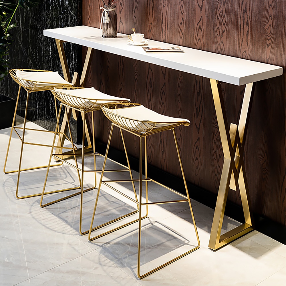 Mesa de comedor rectangular para bar de altura, mesa de comedor para desayunador de madera maciza X
