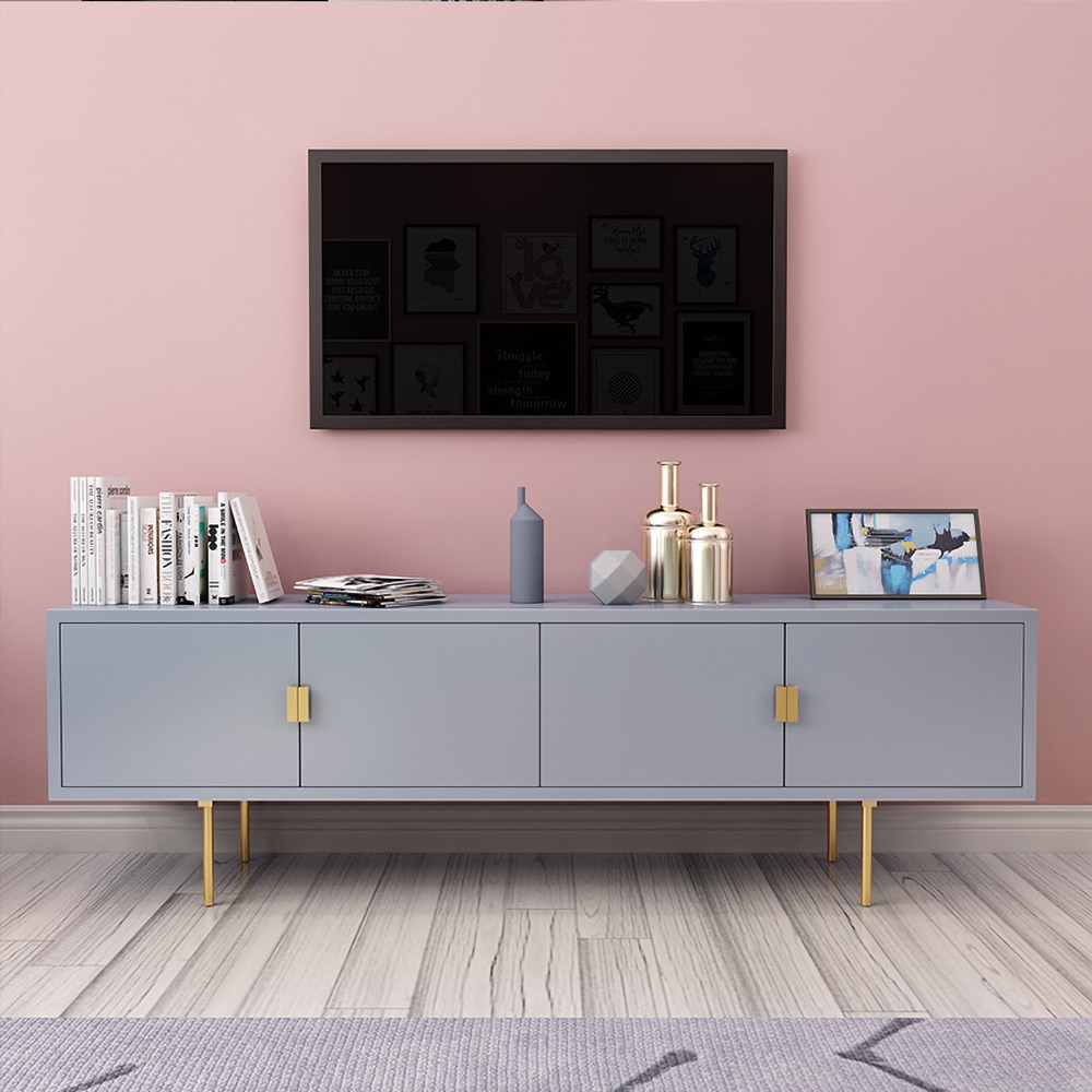 

Gold and Gray Modern TV Stand for TV's Up to 60" Storage Door
