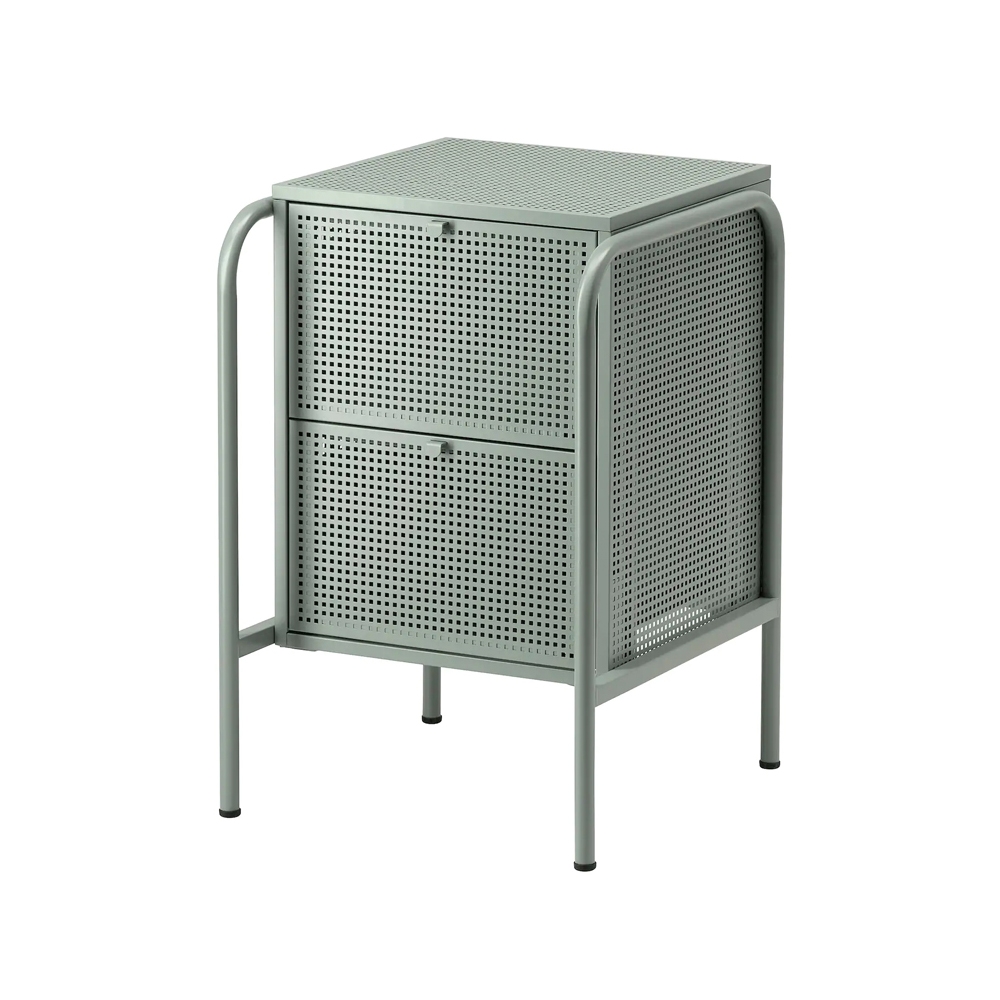 Green Tall Mesh Nightstand 2 Drawers Side Table Metal Nordic Simplicity