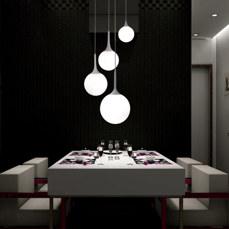 

Trendy Contemporary 1-Light Globe Glass Shade Large Pendant Light Adjustable in White